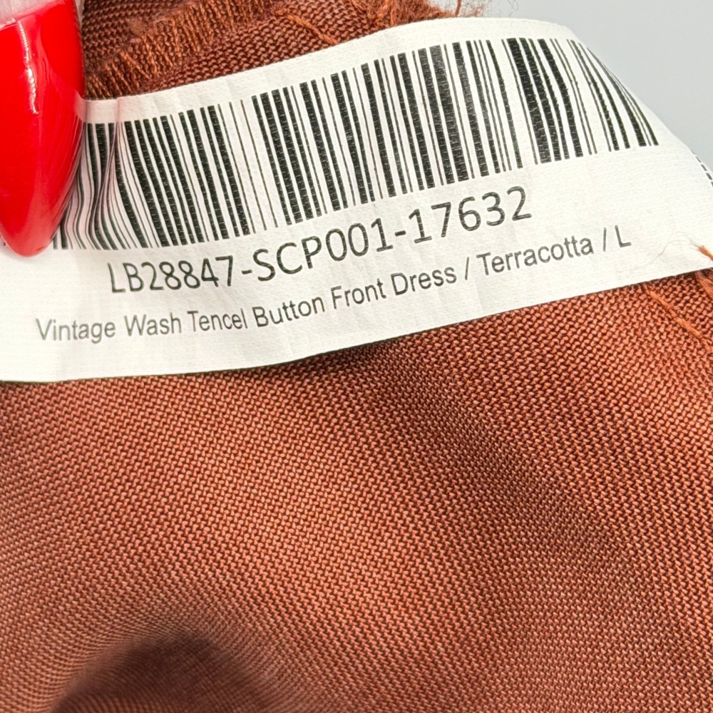 NEW Quince Vintage Wash Tencel Button Front Midi Dress Size L Terracotta Earthy - Picture 10 of 10